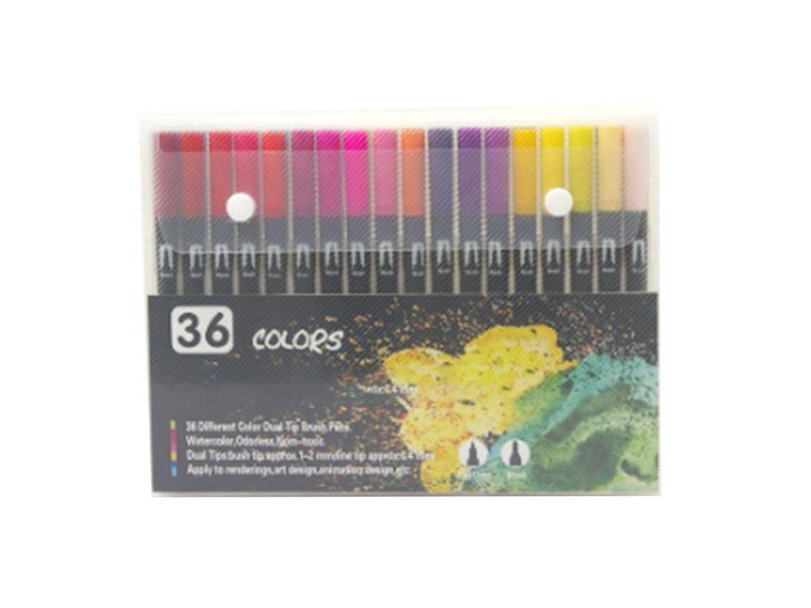 Set De 36 Marcadores De Doble Cabeza Con Tinta Acuosa Para Adultos Lápices De Pintura Portátiles Para Dibujo