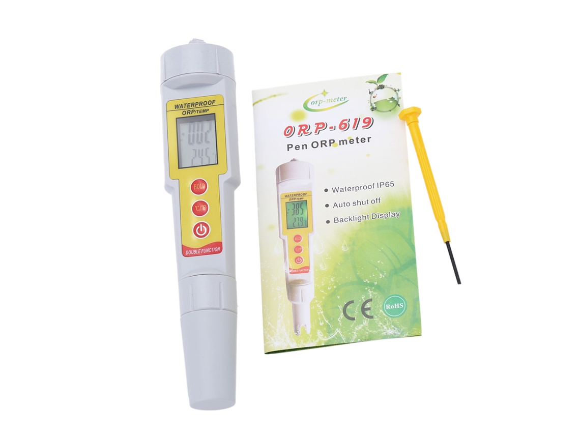 Medidor Portátil De Orp/temperatura Con Pantalla Lcd Retroiluminada Para Agua Potable, Acuarios Y Piscinas.