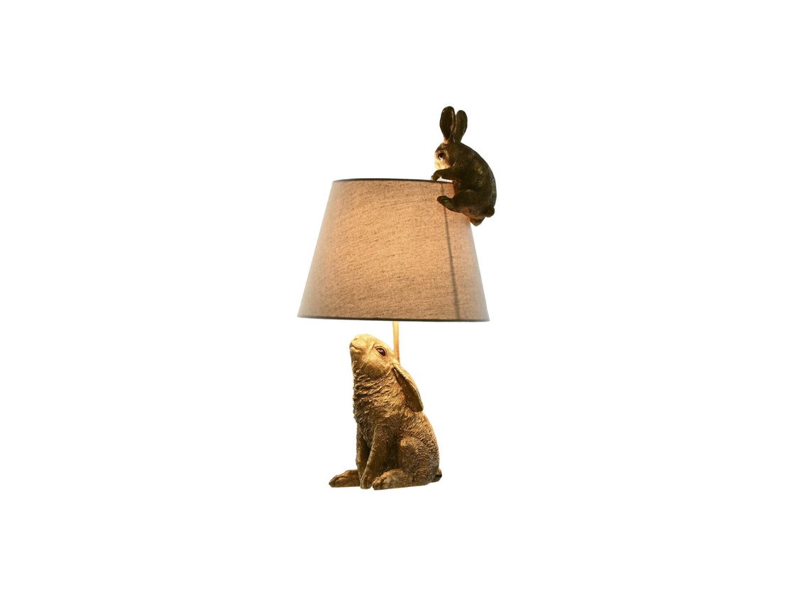 Lampara Sobremesa Resina Conejos Dorado 30x30x58cm