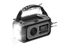 Radio meteorológica de emergencia de 12000 mAh con manivela, radio solar portátil AM/FM con linterna. GOKOCO