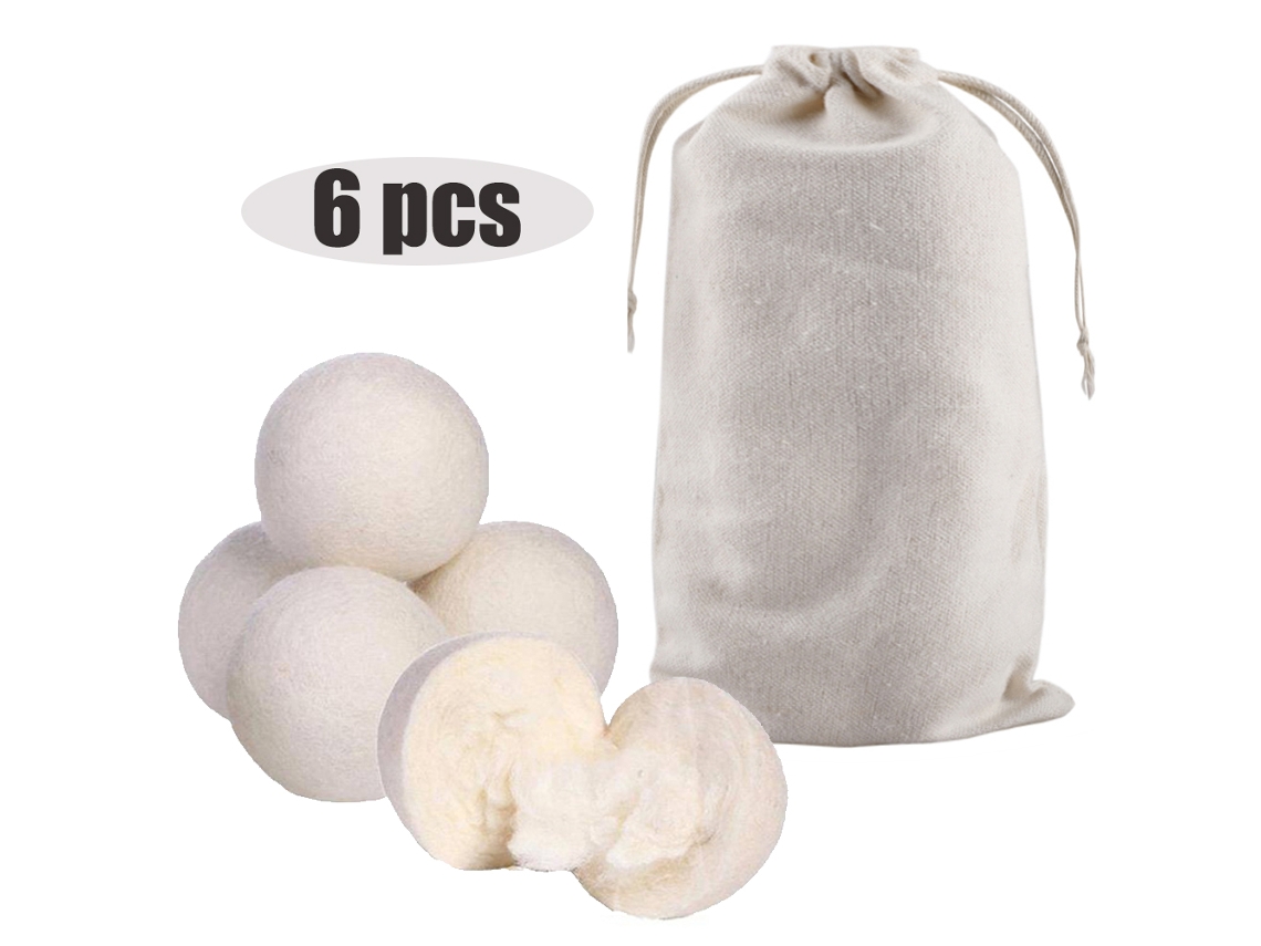 Bolas de lana para secadora, suavizantes naturales, reutilizables, reducen las arrugas y el tiempo de secado (juego de 6)