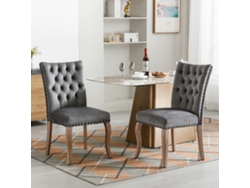 Silla De Comedor Con Tope De Puerta, 2 Piezas, Tachuelas, Terciopelo Gris.