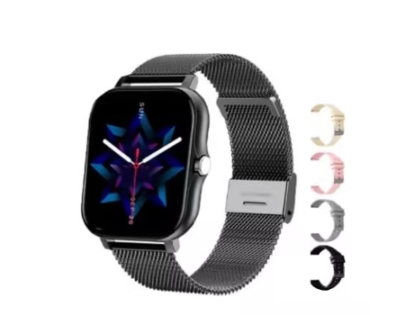 Smartwatch CO-PHÉNIX Pulsera de acero Bluetooth Y13 negro con 4 pulseras de silicona