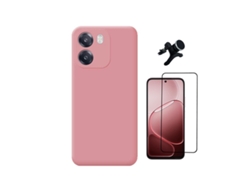 Kit Vidro Temperado Capa Silicone Líquido Suporte Magnético Reforçado Phonecare Para Oppo A6 5g - Rosa