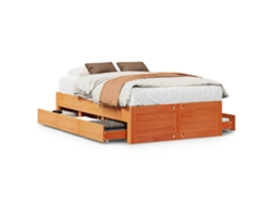 Maison Exclusive - Cama Sin Colchón Con Cajones Madera De Pino Marrón 135x190 Cm