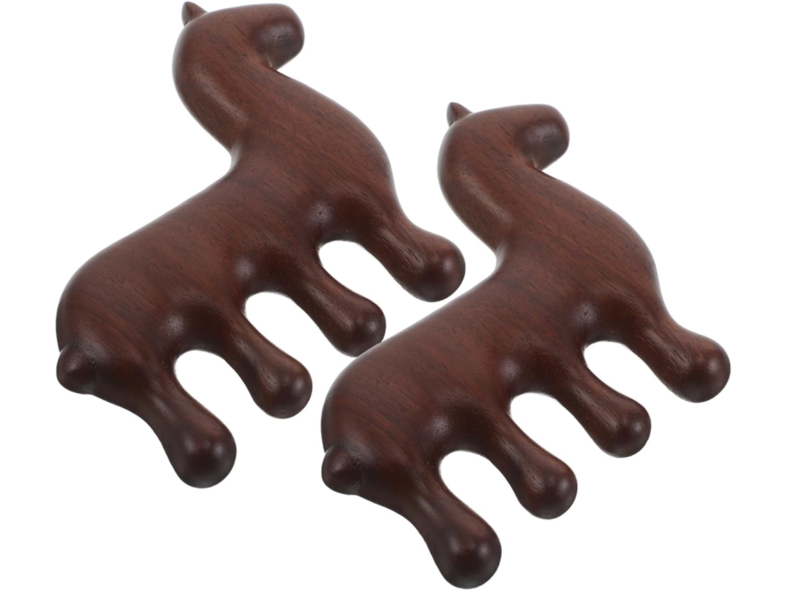 Conjunto De 2 Pentes De Massagem De Madeira Com Dentes Largos, Edição 2026, Ano Do Cavalo.