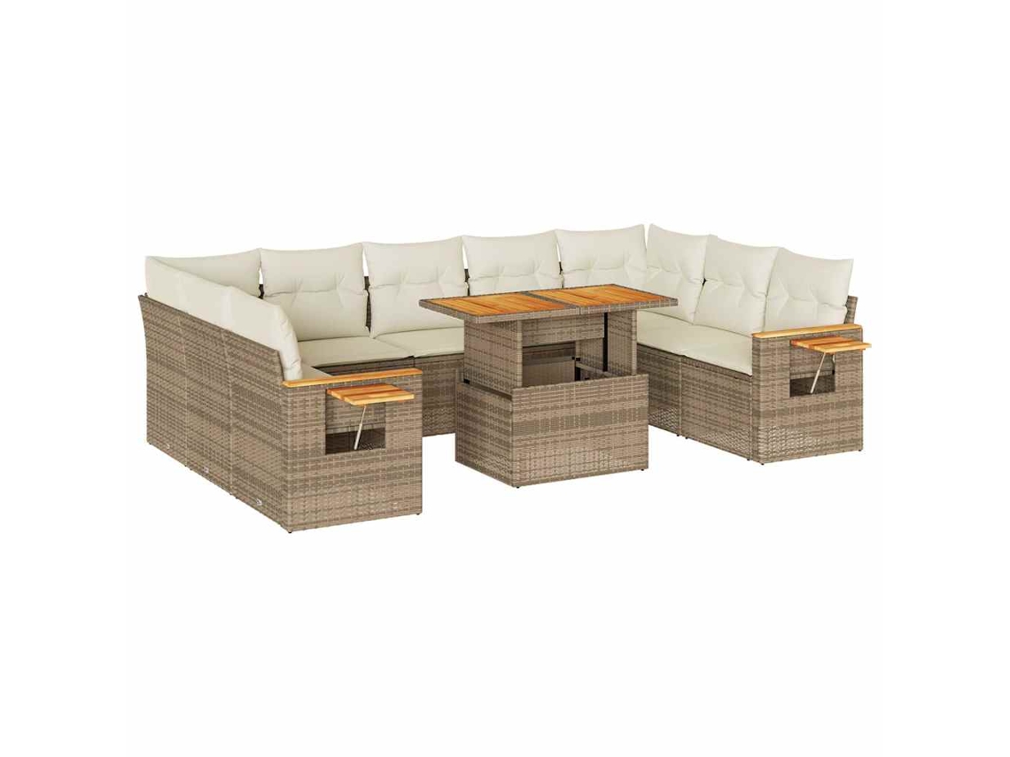 Conjunto 10 sofás jardín y cojines VIDAXL ratán sintético acacia beige