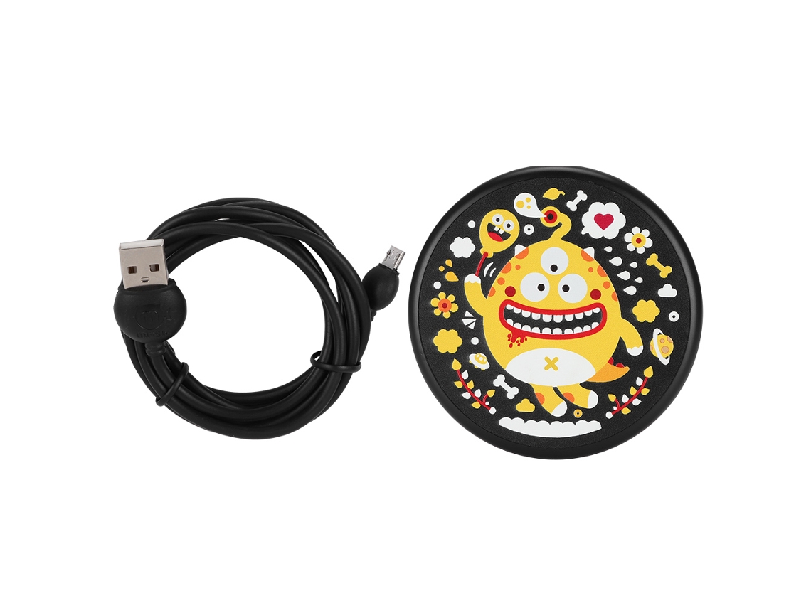 Cargador Inalámbrico 10w Carga Rápida Portátil Mini Negro Serie Caja Ciega Pez Monstruo Amarillo Pequeño
