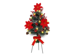 Set navideño con 18 flores pequeñas y bolas rojas