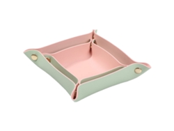 Organizador Bandeja Llaves Cuero Joyas Minimalista RNEMITERY Piel Rosa (23x23x5cm)