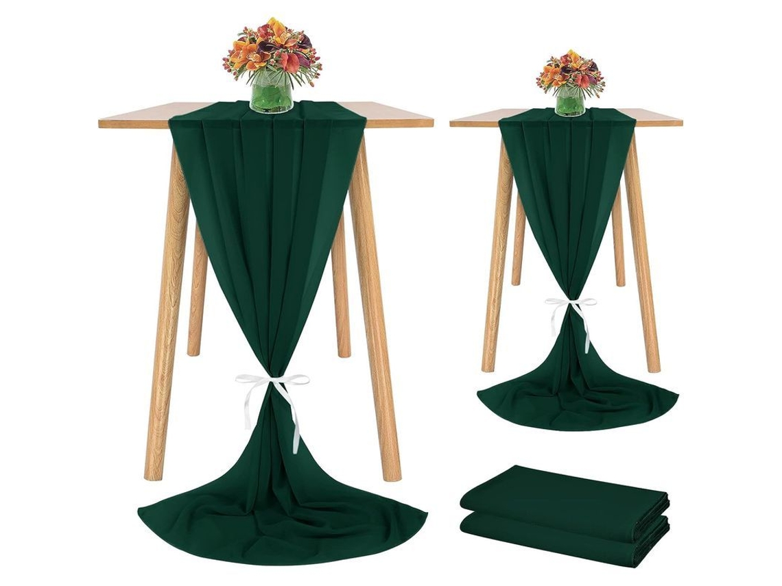 2026-35250-runner De Mesa De Chiffon Verde Oscuro Para Boda Romántica Servilleta Transparente