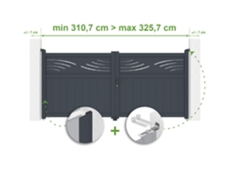 Puerta batiente ajustable de 3 m de ancho Halti H.140 cm de aluminio gris Casanoov