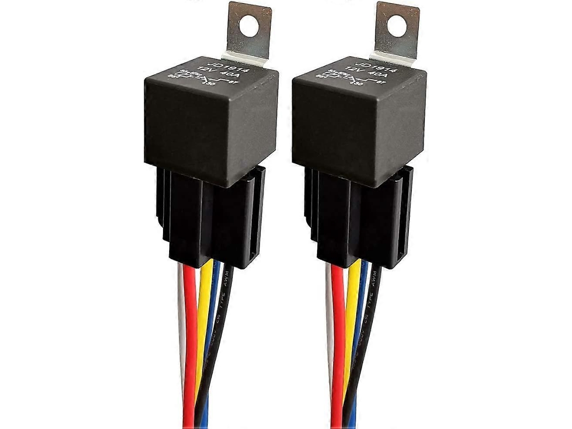 Relé De Coche 12v 40a Con Cableado Colorido, 5 Pines Spdt Para Moto Camión Barco, Resistente Al Agua, 2 Piezas