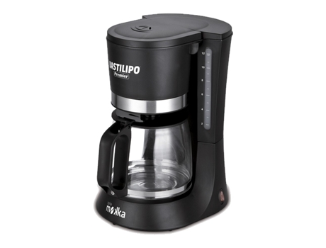 BASTILIPO - MOKKA GOTEO 12 - Cafetera de goteo 12 tazas, Negro/acero, 680W