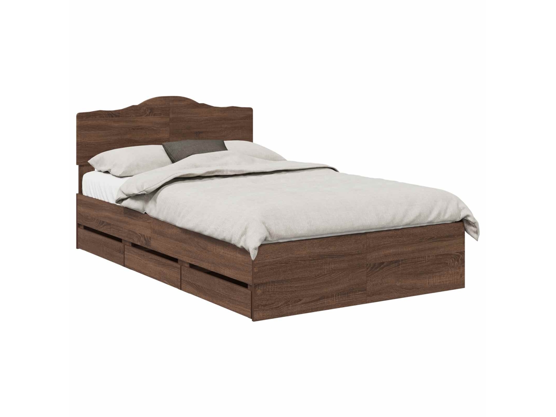 Maison Exclusive - Estructura De Cama Roble Marrón 120 X 190 Cm Madera Ingenieril
