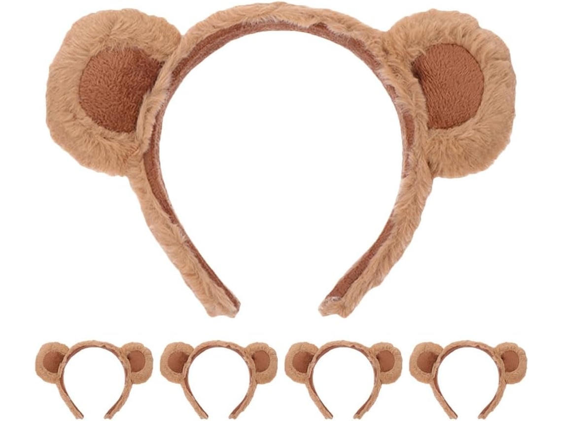 Diadema De 5 Piezas Con Orejas De Osito De Peluche Marrón, Diadema Adorable Para Niñas Y Mujeres.