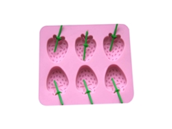 Molde de silicona con forma de fresa para hielo, gelatina, pudín, jabones artesanales y bebidas, color rosa.