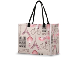 Bolso Mano Tropicallife Grande Estampado Romántico Francia París Para Mujeres Niñas Bolso Hombro Compras Tr
