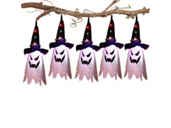 Decoración Colgante De Halloween Con Luces Led: Sombrero De Bruja, Calabaza Y Fantasma Para Fiestas En El Hogar Y El Jardín.