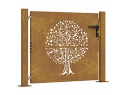 Maison Exclusive - Puerta De Jardín 100x100 Cm De Acero Corten Con Diseño De Árbol