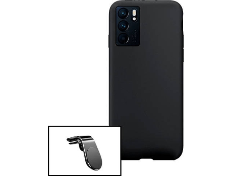 Carcasa + Soporte Oppo Reno6 Pro 5G PHONECARE Silicona Líquida Negro