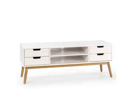 Mueble tv Baku 1 puerta y 2 cajones blanco madera maciza 140 cm VS VENTA-STOCK