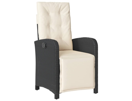 Sillón reclinable de jardín VIDAXL con reposapiés ratán PE negro