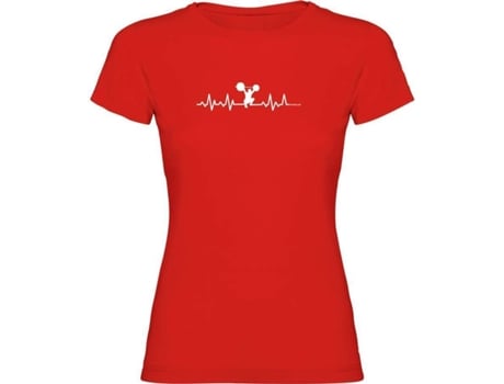 Camiseta para Mujer KRUSKIS Fitness Heartbeat Rojo para Fitness (XL)