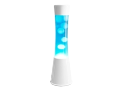 FISURA - Lámpara de lava blanca y azul. Base color blanco, líquido azul y lava blanca. Lámpara efecto relajante. Medidas: 11 cm x 11cm x 39,5 cm.