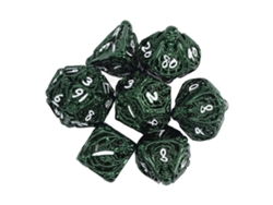 -7pcs Dados Metálicos Huecos Poliédricos Para Juegos De Mesa Y Rol Fiesta Adultos Color Verde Oscuro