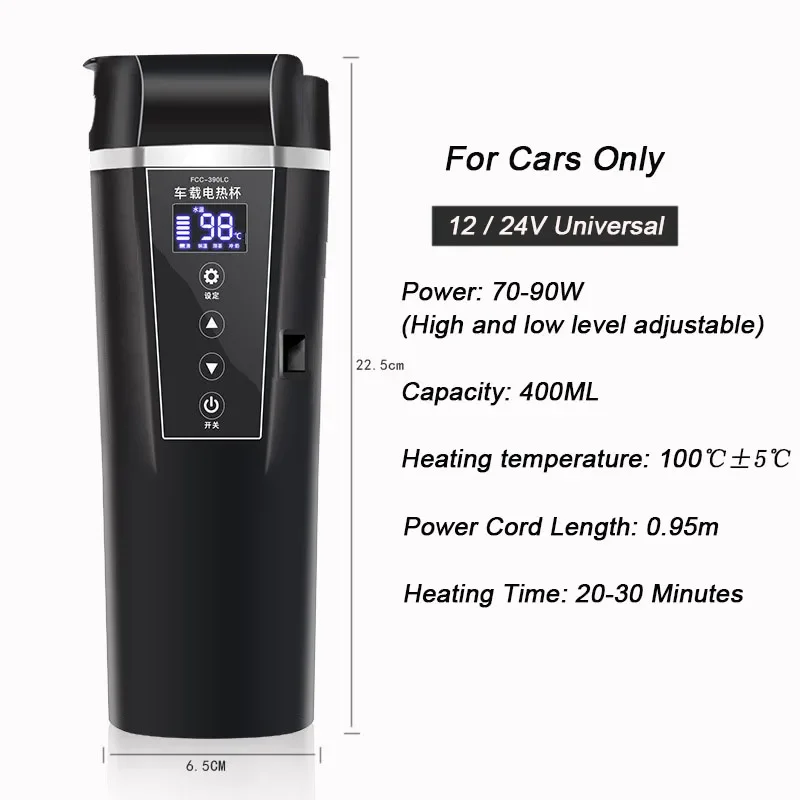 Chaleira Elétrica/garrafa Térmica Inteligente Para Carro E Casa (12-24v, Preta) Para Chá E Leite.