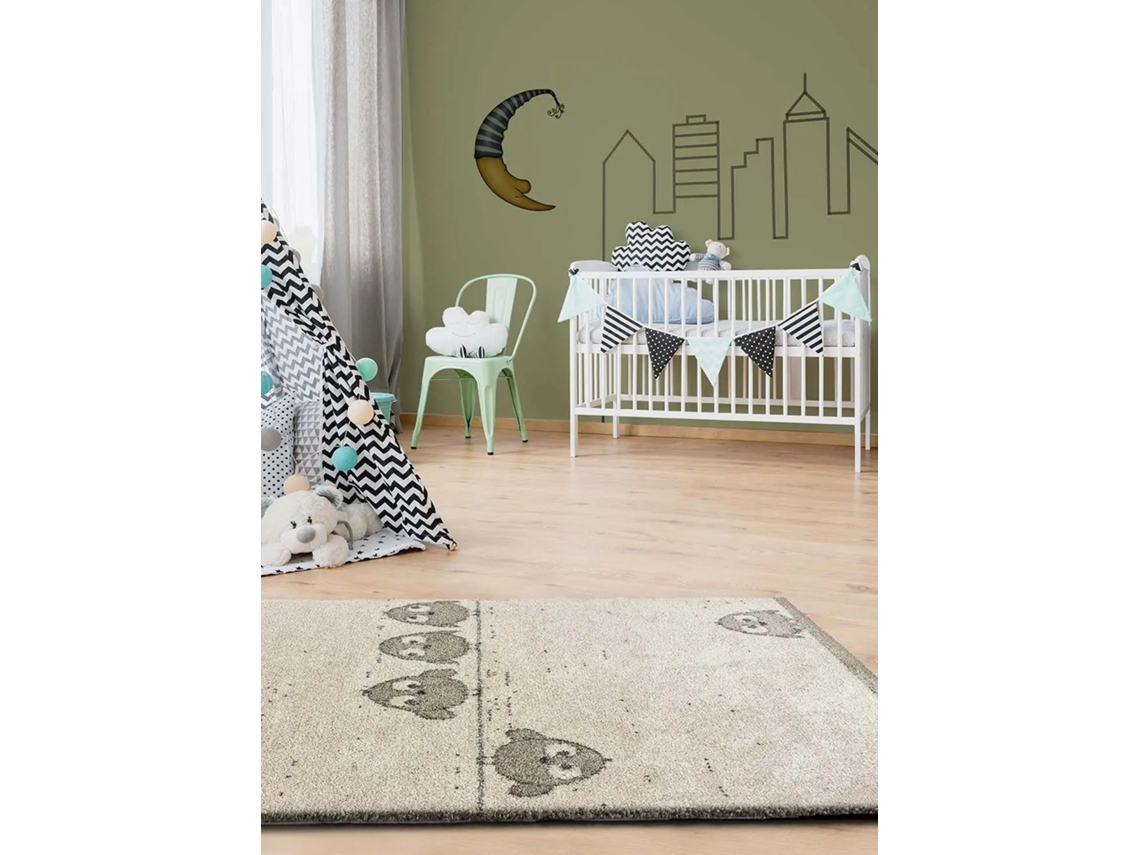Alfombra infantil reciclada ATTICGO (Cranberry - Blanco - 115x170 cm)