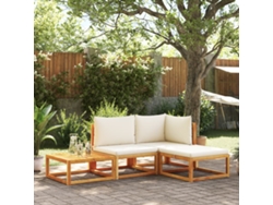 Conjunto de sofá de jardín de 4 piezas con cojines de madera maciza de acacia, Dkd Home Decor