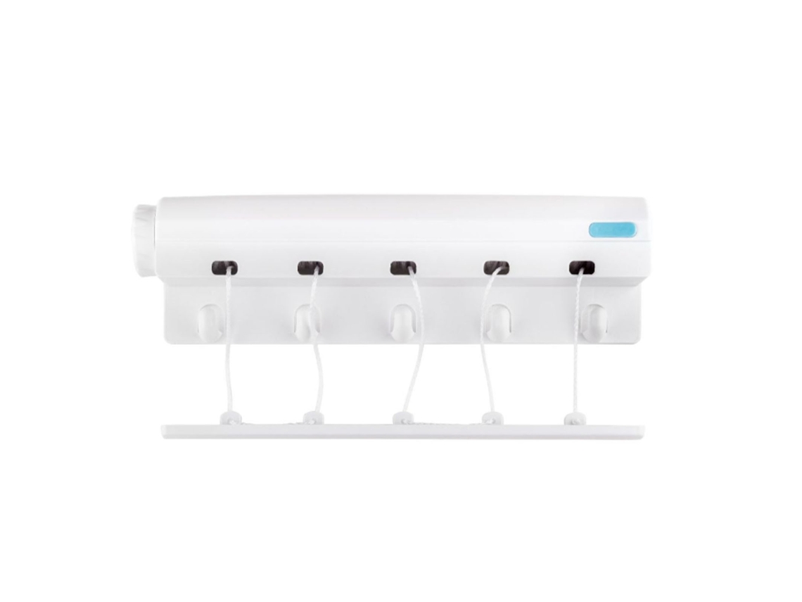 Tendedero retráctil de alta resistencia para interiores y exteriores, de acero inoxidable, montado en la pared, 2 cuerdas, dorado (fijo)