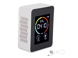 Detector Digital De Co₂ Con Termómetro, Higrómetro Y Monitor De Calidad Del Aire (cov, Formaldehído, Blanco).