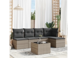 Conjunto de sofá de jardín de 6 piezas con cojines de mimbre gris Lovely Home