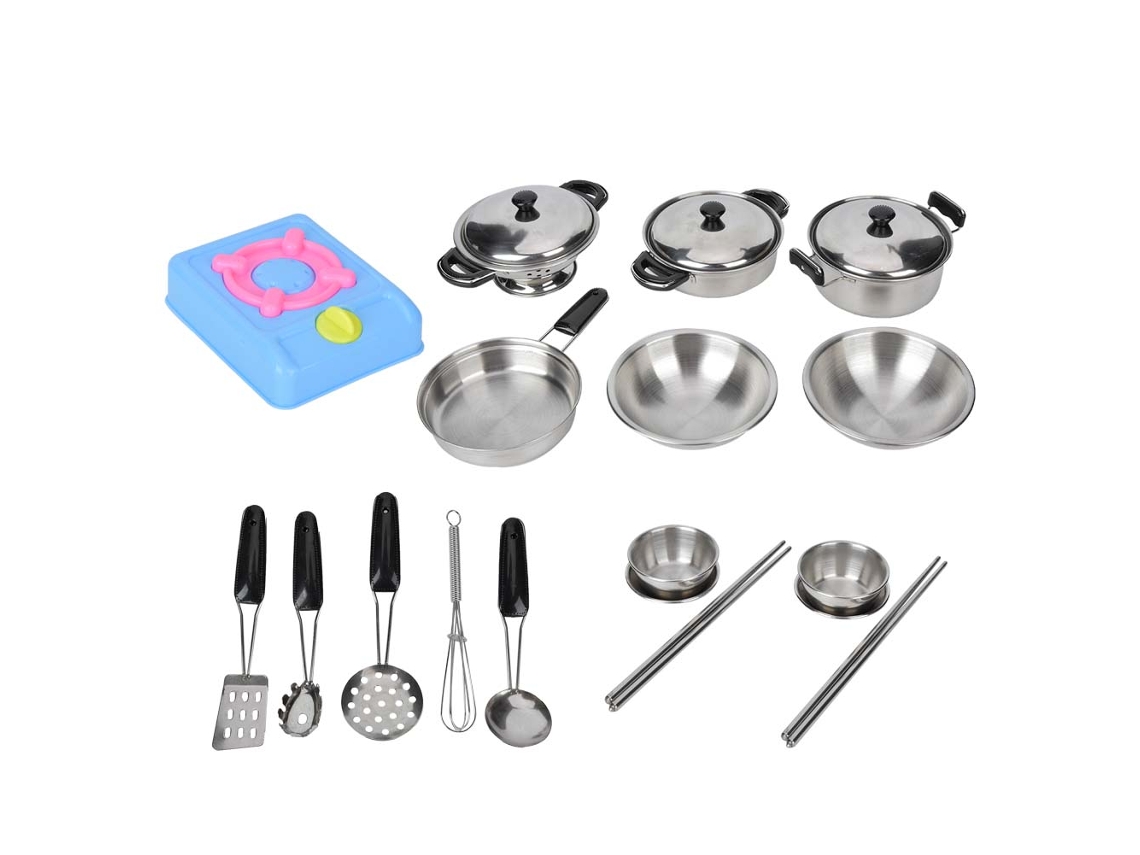 Juego De Utensilios De Cocina De Juguete Para Niños, De Acero Inoxidable De Imitación, Para Jugar A Cocinar.