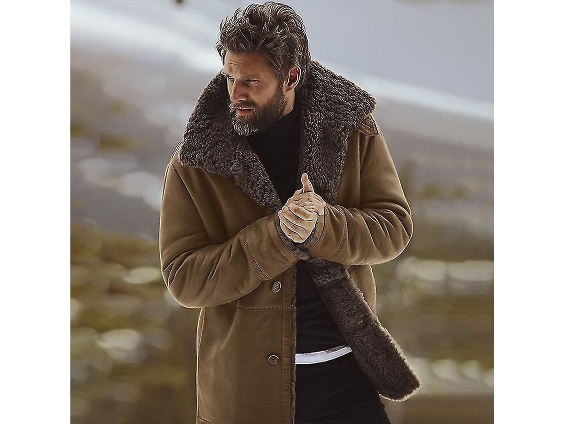 Chaqueta De Invierno Para Hombre Con Lana De Oveja Y Forro Polar Ártico Grueso.