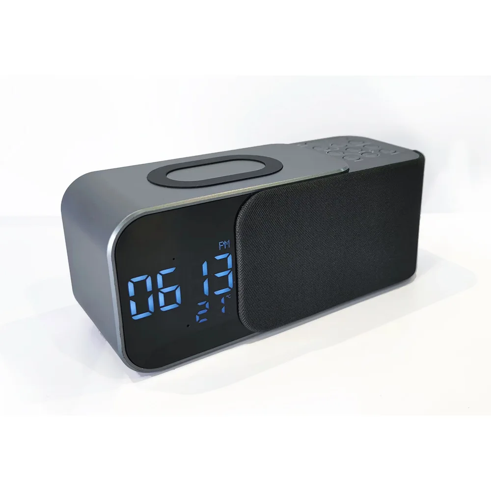 Altavoz Bluetooth Recargable (azul Brillante), Despertador Dual, Reloj Con Espejo, Radio Fm, Tres En Uno Para Uso Doméstico