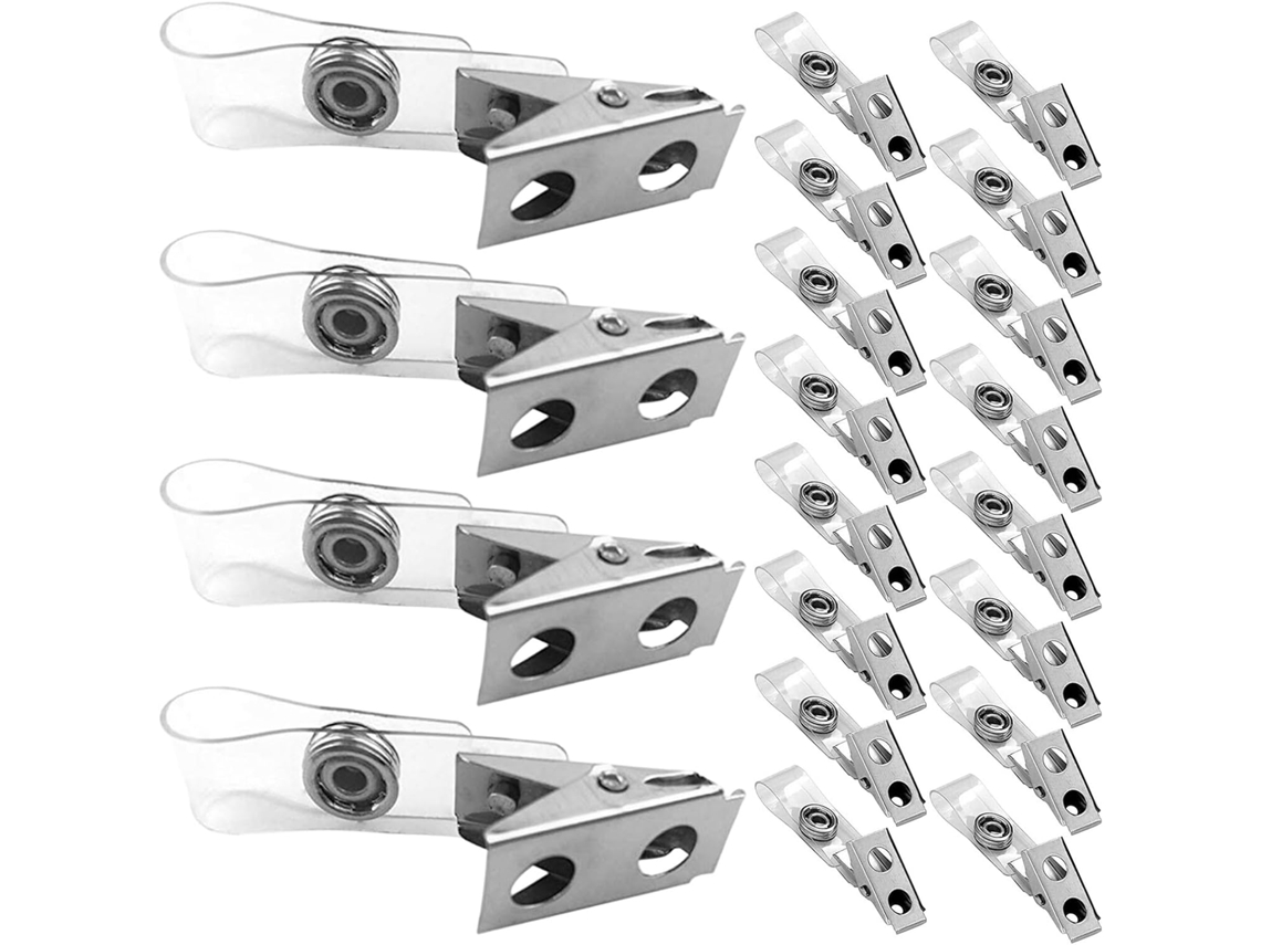 250 Clips Metálicos Para Insignias Con Correas De Pvc Transparentes Y Resistentes, Clips De Doble Orificio.