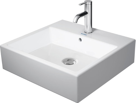 Lavabo DURAVIT Vero Air 50x47cm, con rebosadero, con banco con agujero para grifo, sin agujero para grifo, pared trasera lijada y acristalada