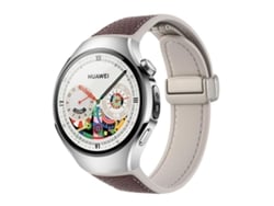 Bracelete Para Huawei Watch 5 (46mm) - Silicone E Couro Híbrido - Fivela Magnética Cor Café Escuro, Lichia, Grãos, Luz Das Estrelas