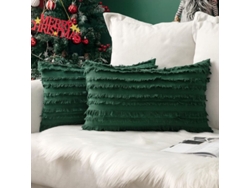 2026-2 Fundas De Almohada Decorativas Boho De Lino Estampado Jacquard Para Sofá Sala Dormitorio 12x20 Pulgadas Verde
