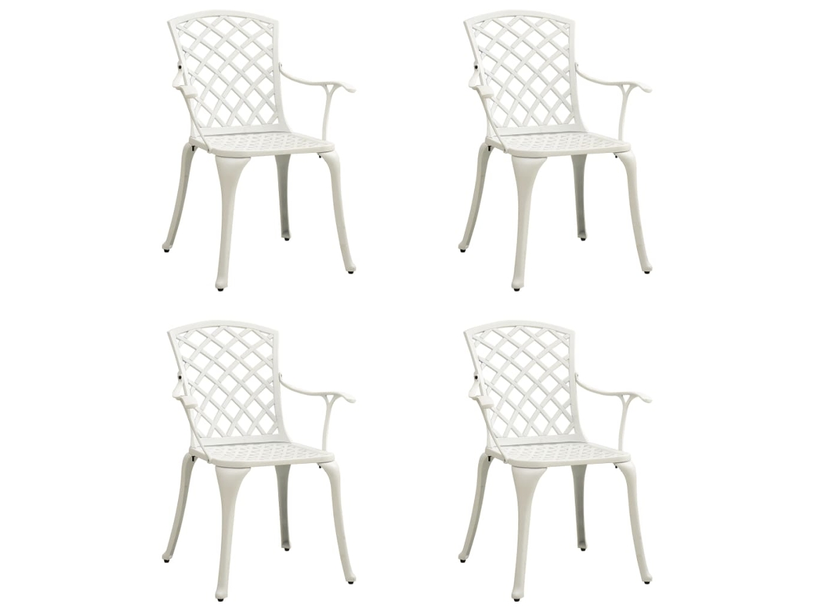 Sillas de jardín de aluminio fundido blanco de 4 piezas DKD Home Decor