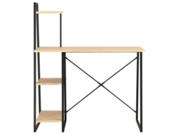 Escritorio | Mesa | Escritorio con estantes 102x50x117cm Negro y Roble