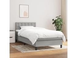 Cama Box Spring Con Colchón Tela Gris Claro 100x200 Cm
