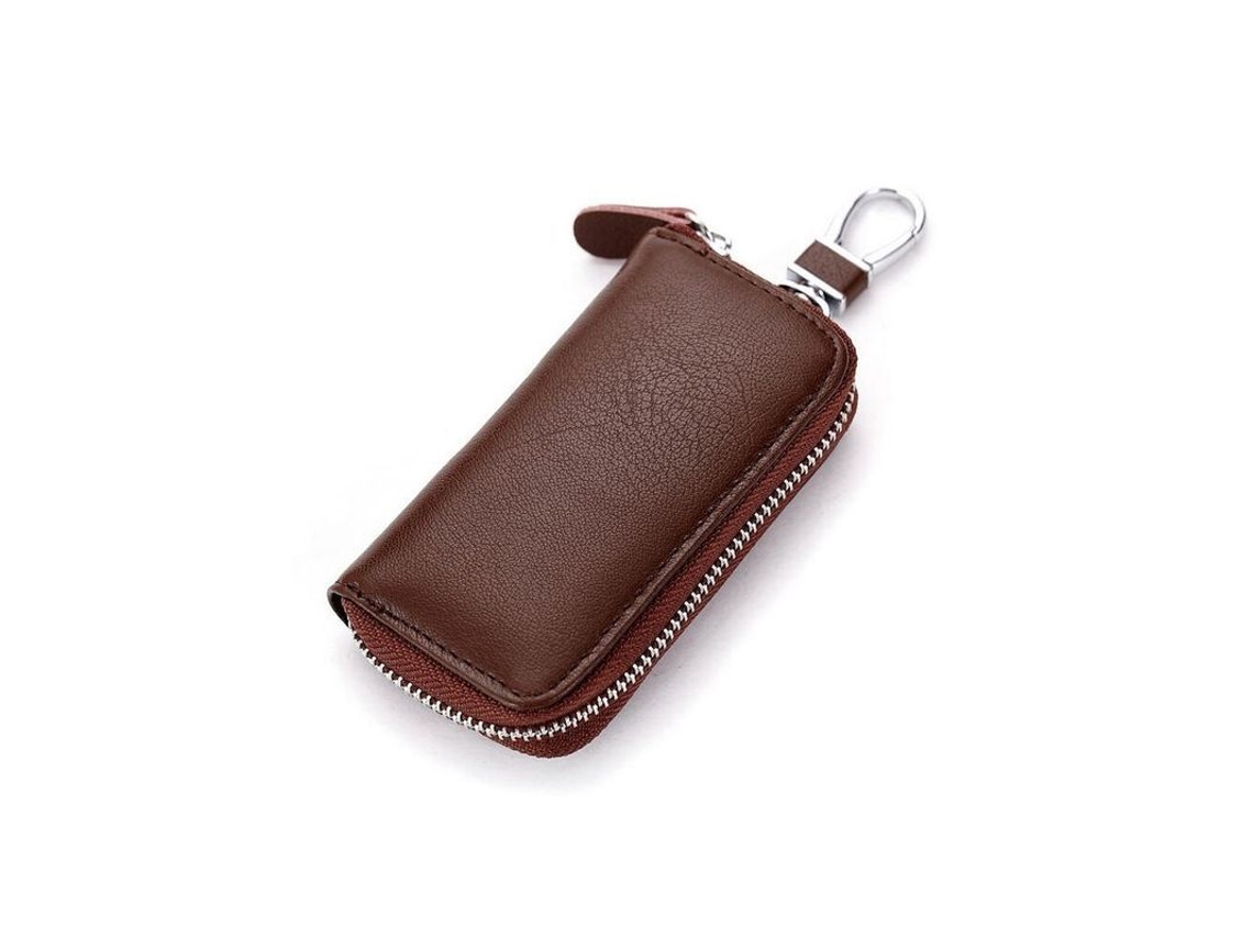 2026rebe-cartera De Llaves De Cuero Premium Con 6 Ganchos Cierre Zipper Para Coche Y Llaves Domésticas Marrón