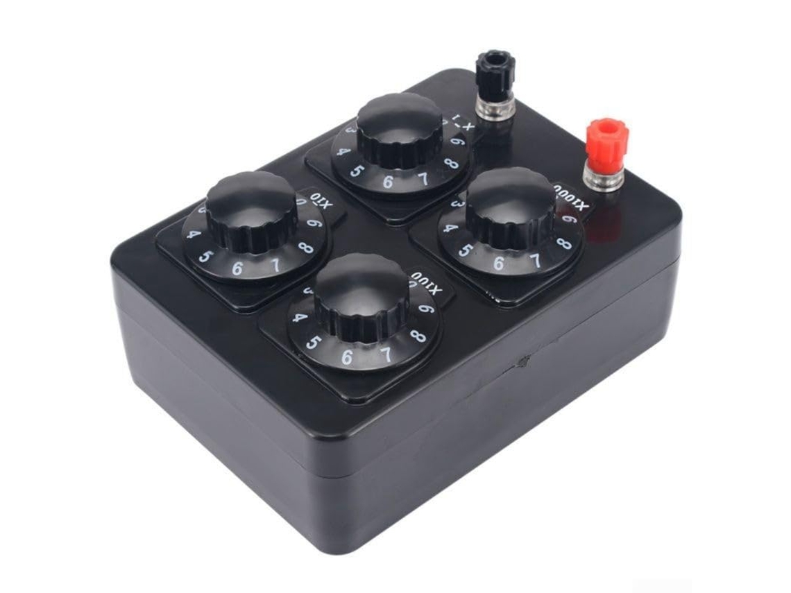 Caja De Resistencias Variables Ajustables Para Experimentos Eléctricos, 0-9999 Ohmios (a)