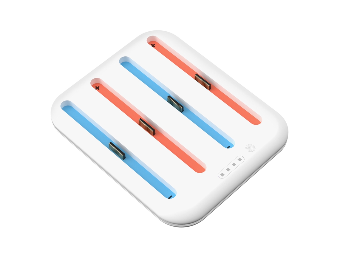 Estación de carga plana 4 en 1 para Joy-Con Switch 2, compatible con hasta 4 mandos, con indicadores LED y protección de seguridad, color blanco. Aeuzwr