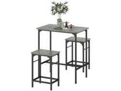 Mesa de bar de 3 piezas con 2 sillas, antideslizante, color gris.